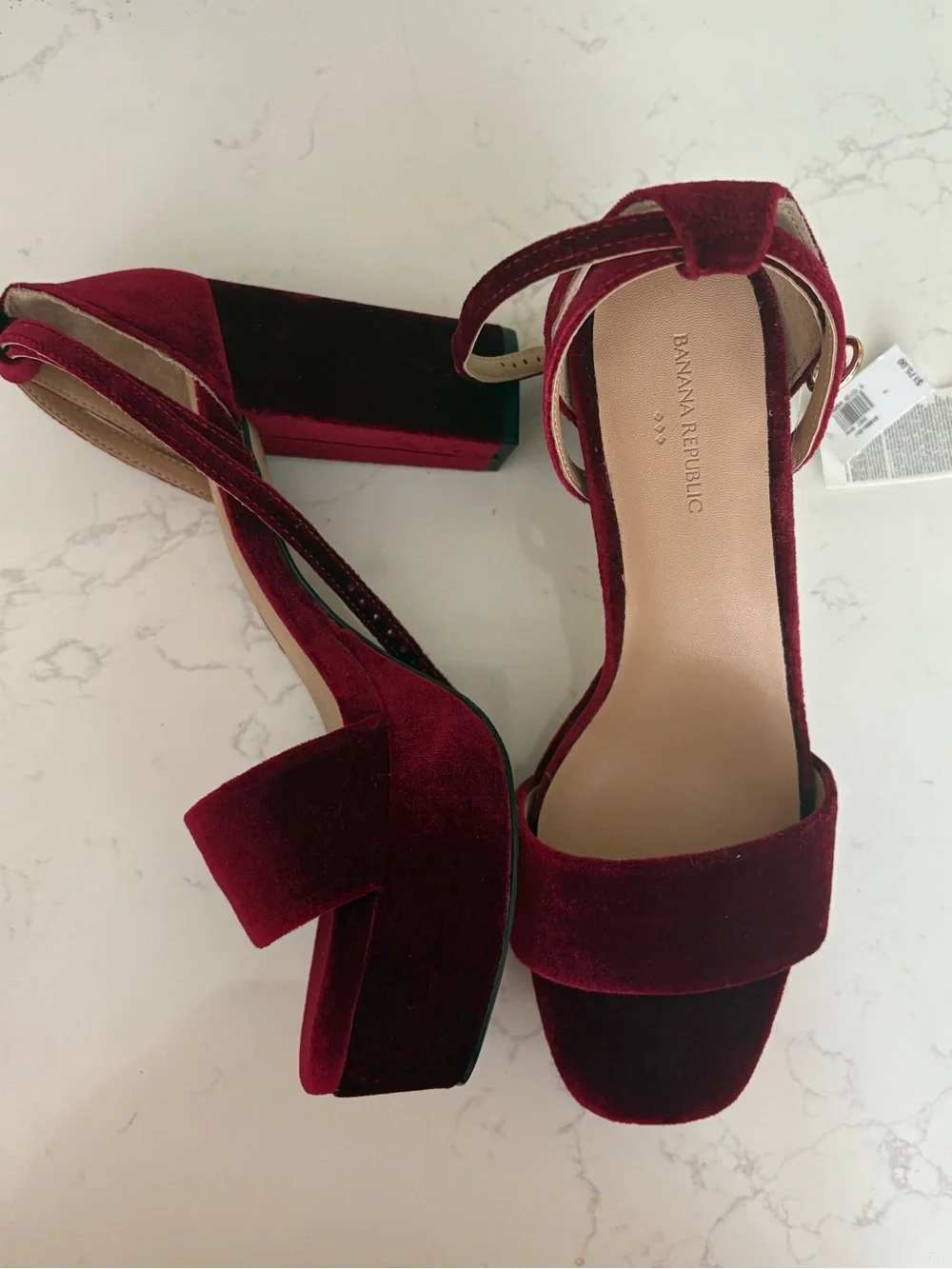 Banana Republic Burgundy Velvet Platform Block Heels
